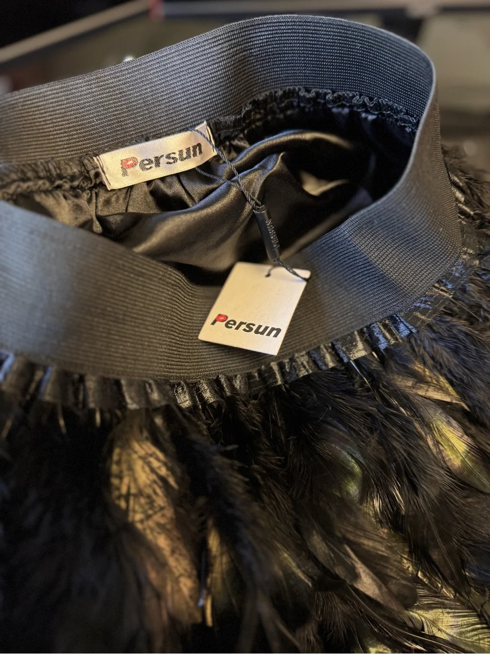 NWT Black Feather Mini Skirt